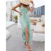 Summer Sexy Floral Printed Sleeveless Irregular Beach Dress For Women Casual V-neck Ladies Slip Dress Fashion Robe Femme 25387