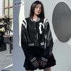 Jackets Women's Bomber Black Coats Leather Baseball Short Coat Y2k Jacket Woman Goth Clothing Streetwear