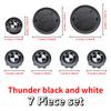 BBKR7 Car Thunder black white Logo Front Hood Emblem 82mm+Rear Badge 74mm+Wheel Hub Cap 68mm+56mm steering wheel sticker For All BMW