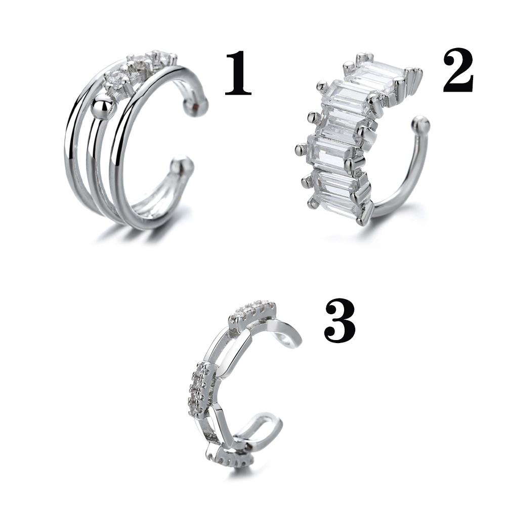 Ювелирные изделия Хип-хоп Панк Кристалл Девушки S925 Каффы Многослойный Зажим для козелка Непирсинговые Клипсы для ушей