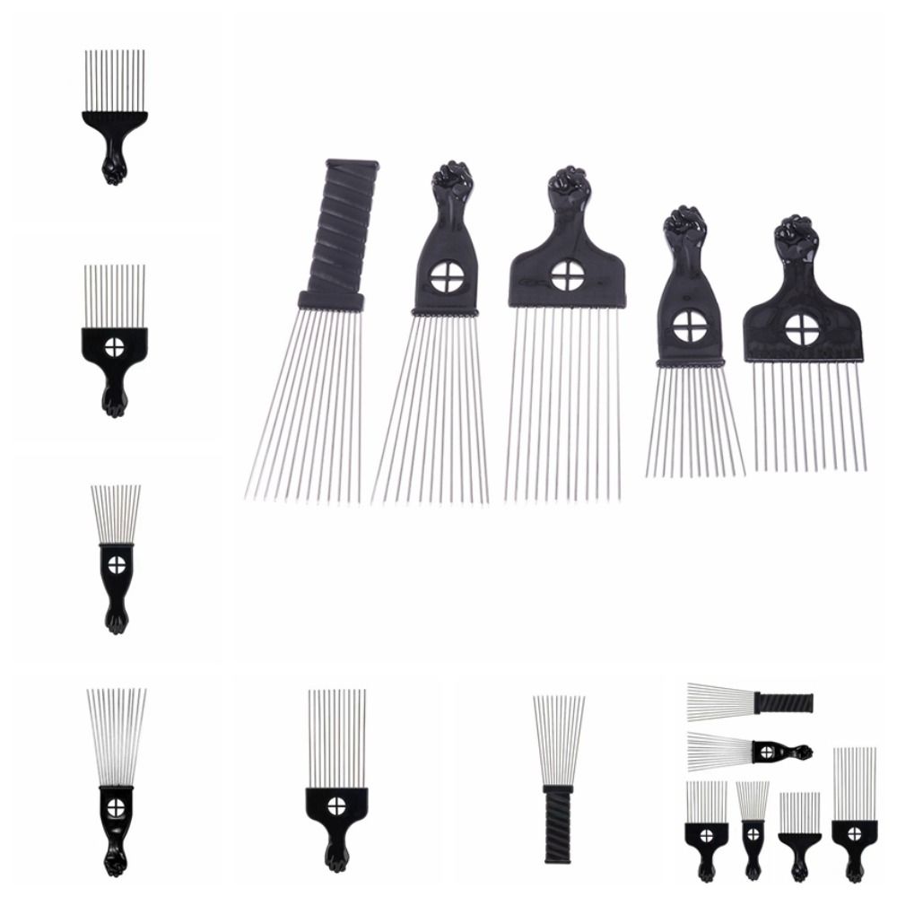 Профессиональная афро-металлическая расческа Black Fist American Pick Hair Combs African Hair Pik Comb Brush Salon