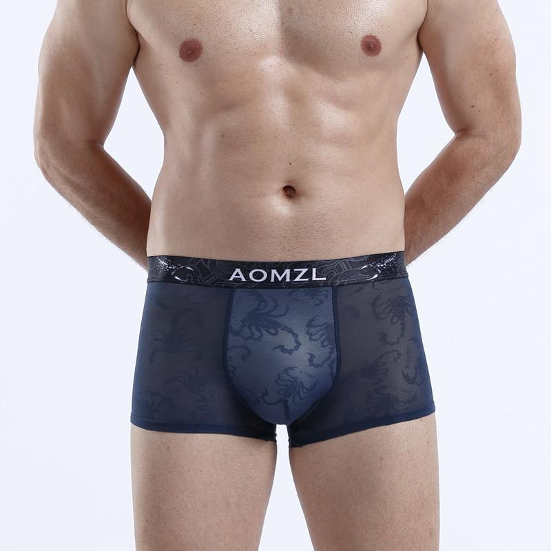 Новые мужские сексуальные трусы-боксеры из ледяного шелка в сетку, дышащие шорты-боксеры, модное нижнее белье