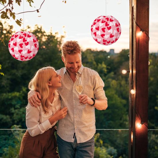 1 шт./6 шт., фонарь на день святого Валентина, бумажный фонарь с сердечным узором, подвесной кулон для внутреннего и наружного декора