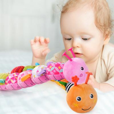 Сенсорные игрушки для детей 3-12 месяцев, мягкая детская плюшевая игрушка с прорезывателем, погремушкой, вибрирующая плюшевая игрушка-гусеница, подарок для новорожденного