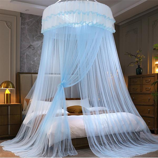 2027 New Dome Ceiling Mosquito Net Fresh Encryption Net Yarn Princess Wind Free Installation Floor Ceiling Mosquito Net high quality