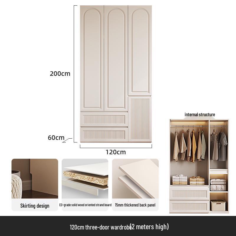 Modern Solid Wood Wardrobe: Light Luxury Storage Solution for Small Apartments