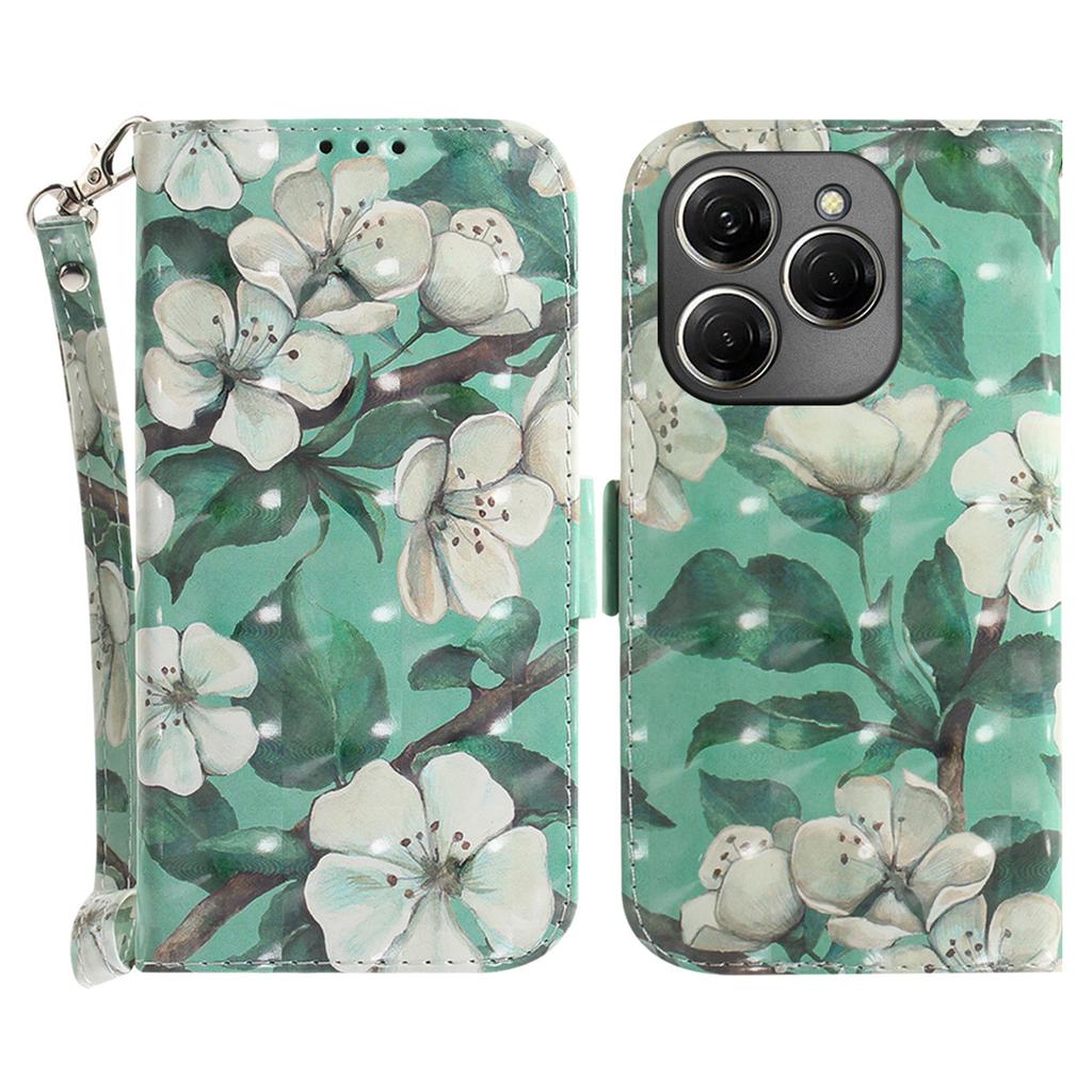 For TECNO Spark 20 Pro Case Pattern Printing Leather Wallet Cover with Strap