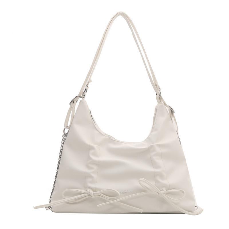 Fashionable Butterfly Bow Large Capacity Shoulder Bag 2024 Spring New Korean Style Street Trend Pu Tote Bag
