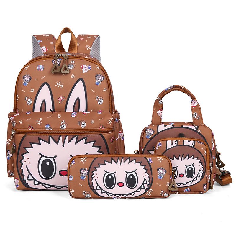 LABUBU Cartoon Cute Print 4-Piece Backpack Set for Girls - Elementary Schoolbag CLE
