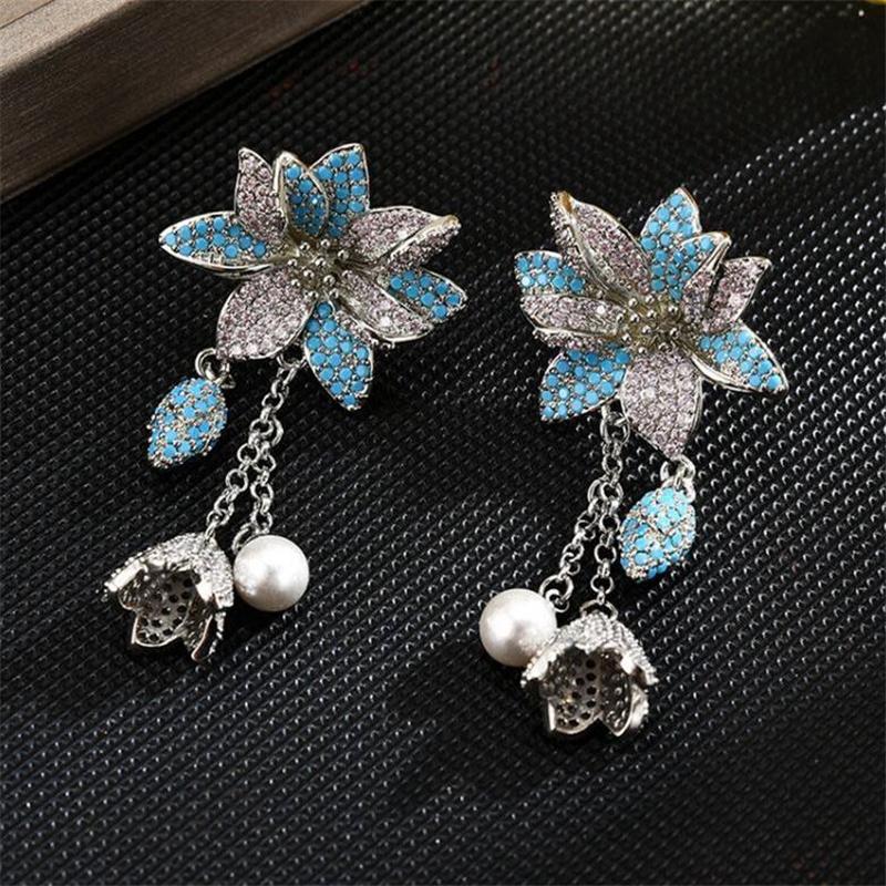 Роскошные модные свадебные банкетные серьги с цветочным колокольчиком, элегантные серьги, женские ювелирные изделия, подарок