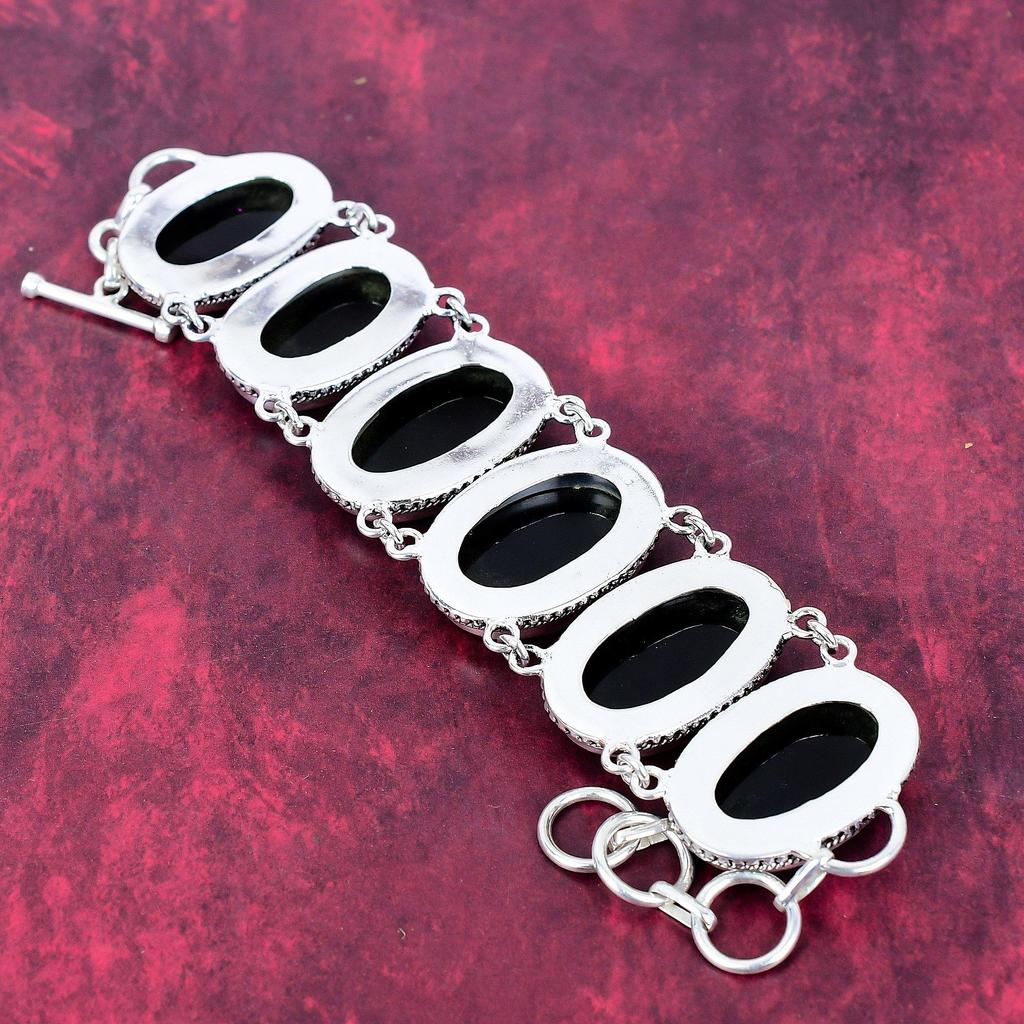 Браслет из тройного опала из стерлингового серебра 925 пробы с регулируемой цепочкой, ювелирное украшение с драгоценным камнем ручной работы, подарок для нее