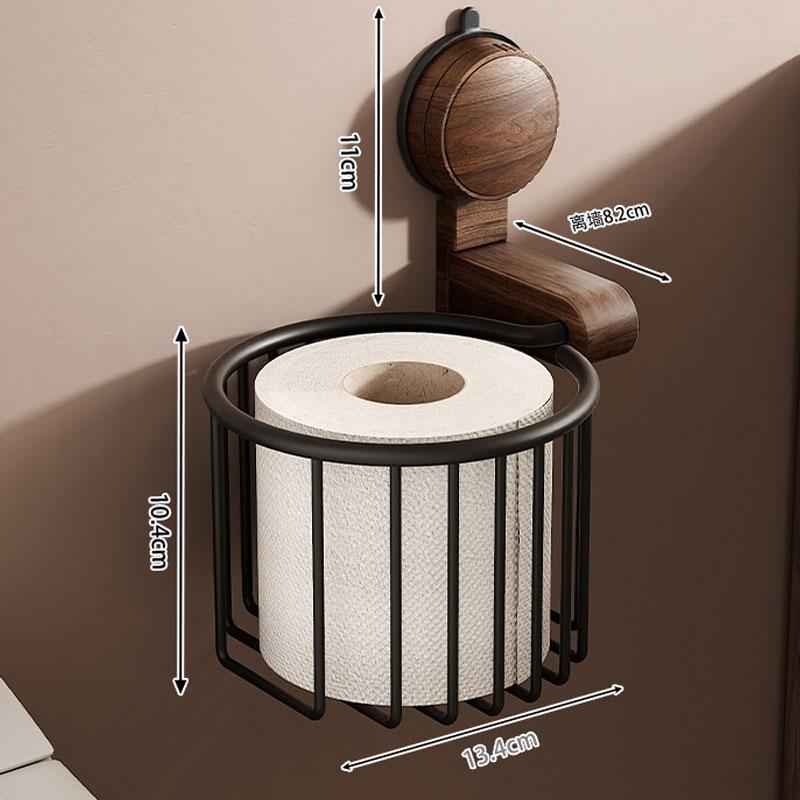 Suction cup walnut toilet bathroom shelf non perforated toilet tissue basket toilet paper holder bathroom paper holder