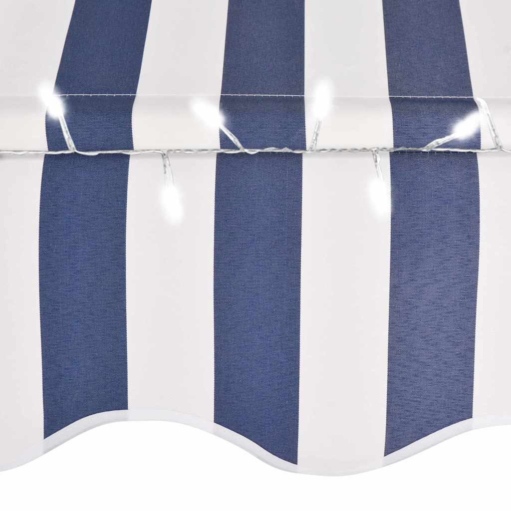 Vidaxl Ręcznie Zwijana Markiza Z Led, 100 Cm, Niebiesko-Biała