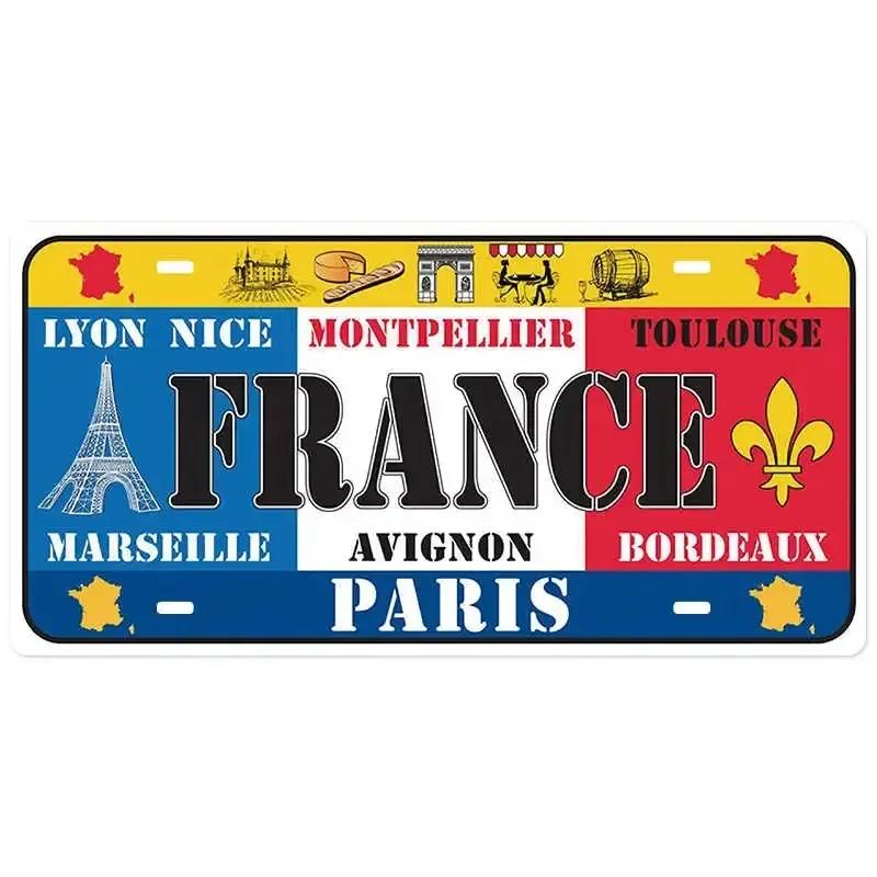 Vintage France City Plate PARISLYONMARSEILLE Flag Poster Metal Plaque Aluminum Sign Man Cave Garage Club Bar Cafe Wall Decor