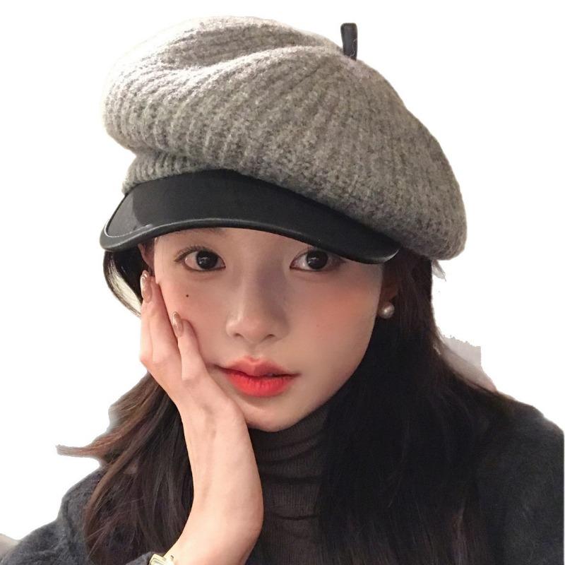 Women S Contrast Color Beret Hat Korean Style Casual Painter Cap