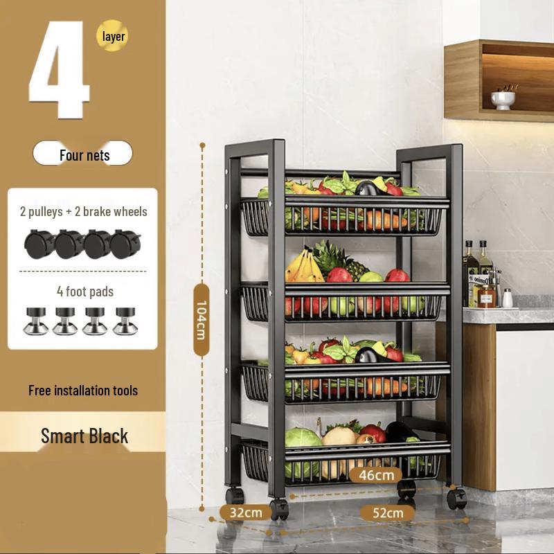 Multifunctional Carbon Steel Kitchen Storage Rack