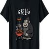 Футболка с принтом Grilla Funny Gorilla BBQ Pun Cartoon Barbecue Humor Design