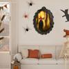 Witch Hologram Wall Mirror Spooky Halloween Glowing Ghost Mirror with Creepy Eyes