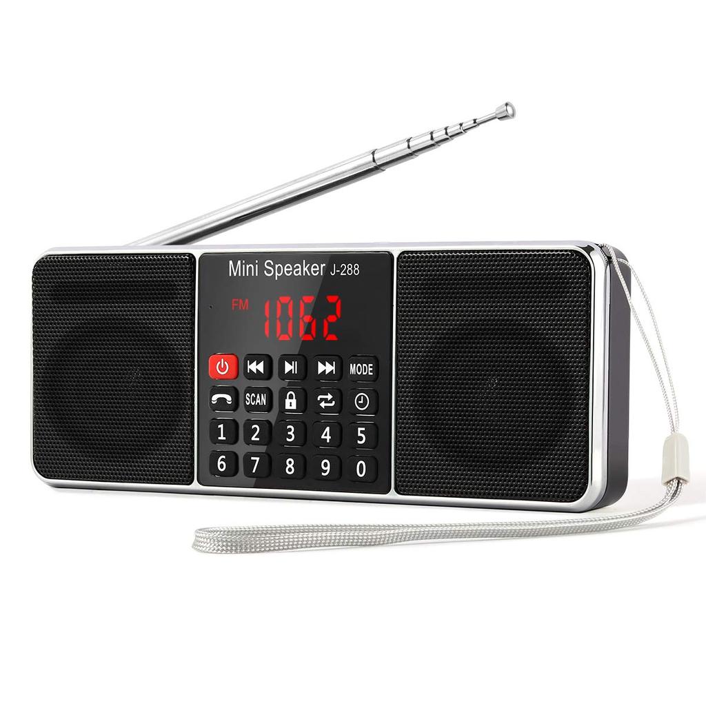 Gemean Portable Radio Wide FM AM Stereo Portable Radio Bluetooth Speaker Compatible with Wireless Bluetooth Long Antenna Radio with Stereo AUX and