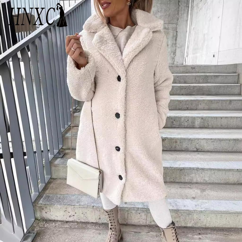 HNXC Женские винтажные повседневные куртки и пальто с решетчатым принтом, осенне-зимние куртки-поло с длинными рукавами и воротником