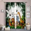 Forest Animal Cartoon Printed Curtains for Kids, Polyester Fiber, Children's Room, Study, Dormitory, Decorative, 2 Pcs