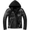 Chinese Size Heavy Motorcycle Jackets Club Biker Coat Real Cowhide Leather Jacket Men Removable Hooded Riding Clothing Men Leather Jacket