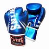 Боксерские перчатки Twins из искусственной кожи DM31 металлик-синий 10 унций