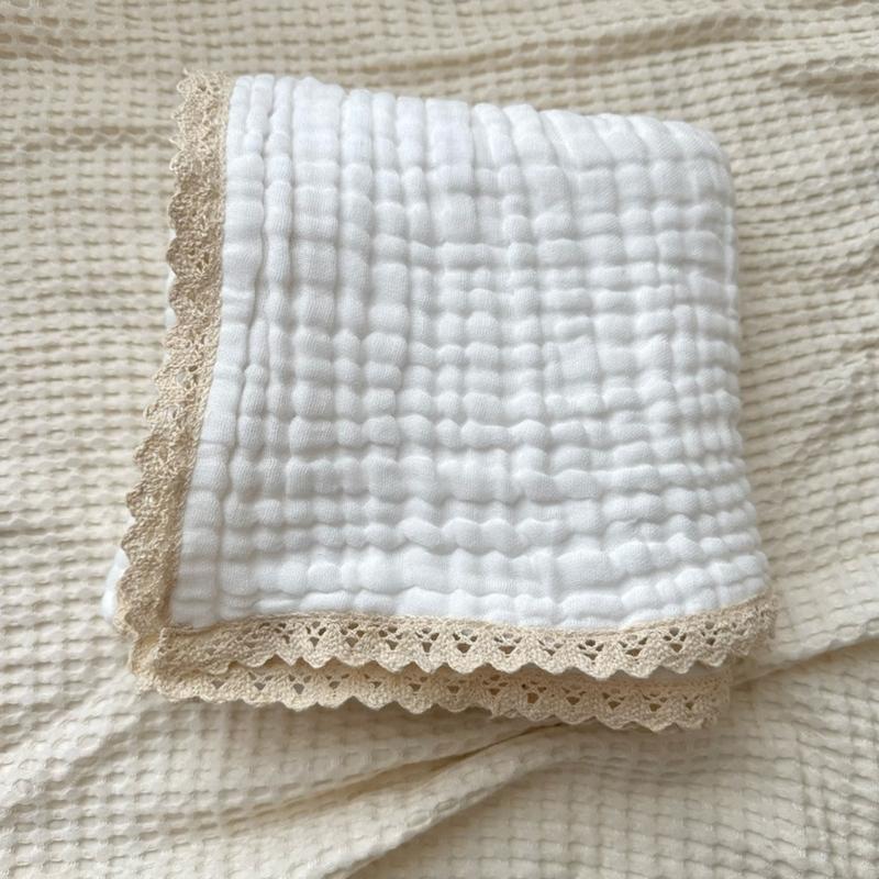 Безопасное и удобное одеяло для новорожденных, хлопковое марлевое одеяло с нежной кружевной отделкой, одеяло-пеленка для младенцев