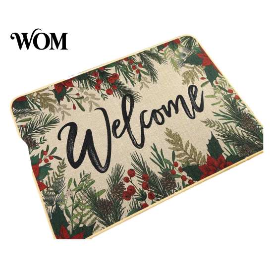 Indoor Winter Entrance Carpet Christmas Door Mat, Festive Rug, 35" x 24" Non-Slip Washable Home Decor Entry Mat Welcome Water Absorbent Rug
