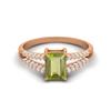 7X5MM Octagon Peridot Gemstone 925 Sterling Silver Rose Plated Solitaire Split Shank Women Wedding Ring