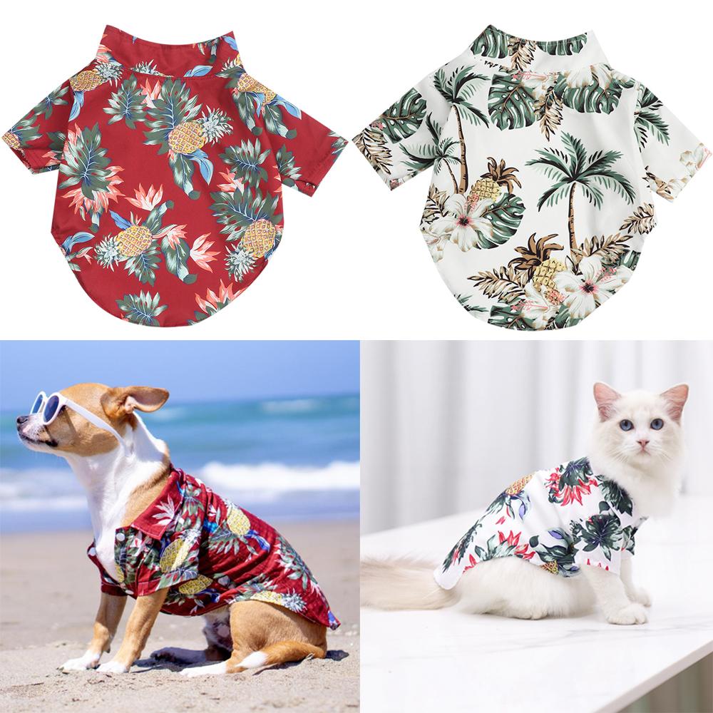 Coconut Tree Print Hawaiian Pet Clothes Pet Shirts Pet Dog Shirts Pet Dog Clothes Dog T-Shirts