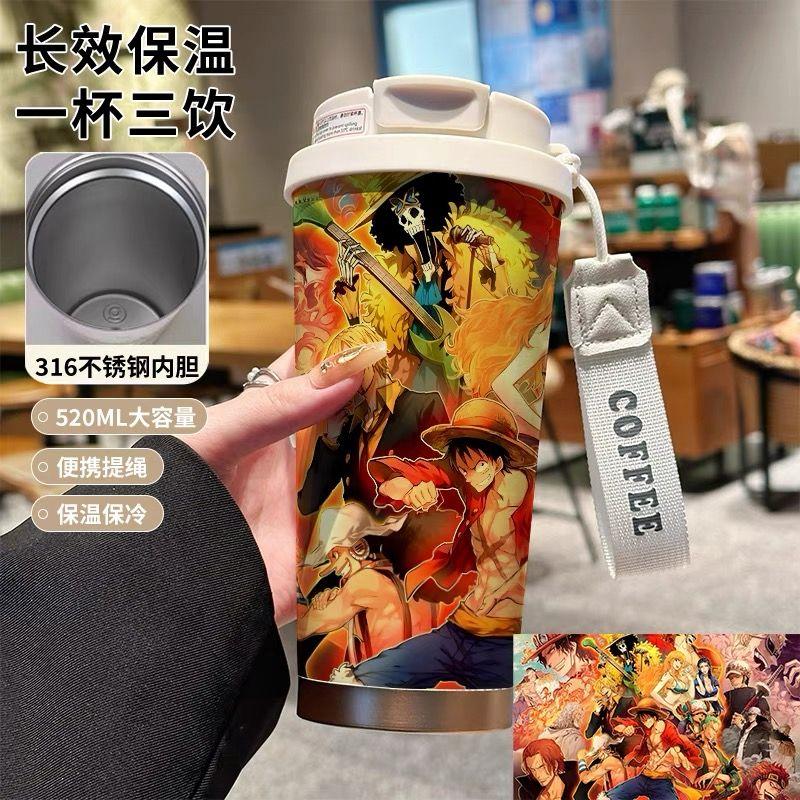 One Piece Луффи мультфильм аниме термокружка высокая ценность кружка для воды студент офисный работник портативный пищевой grade чайник подарок