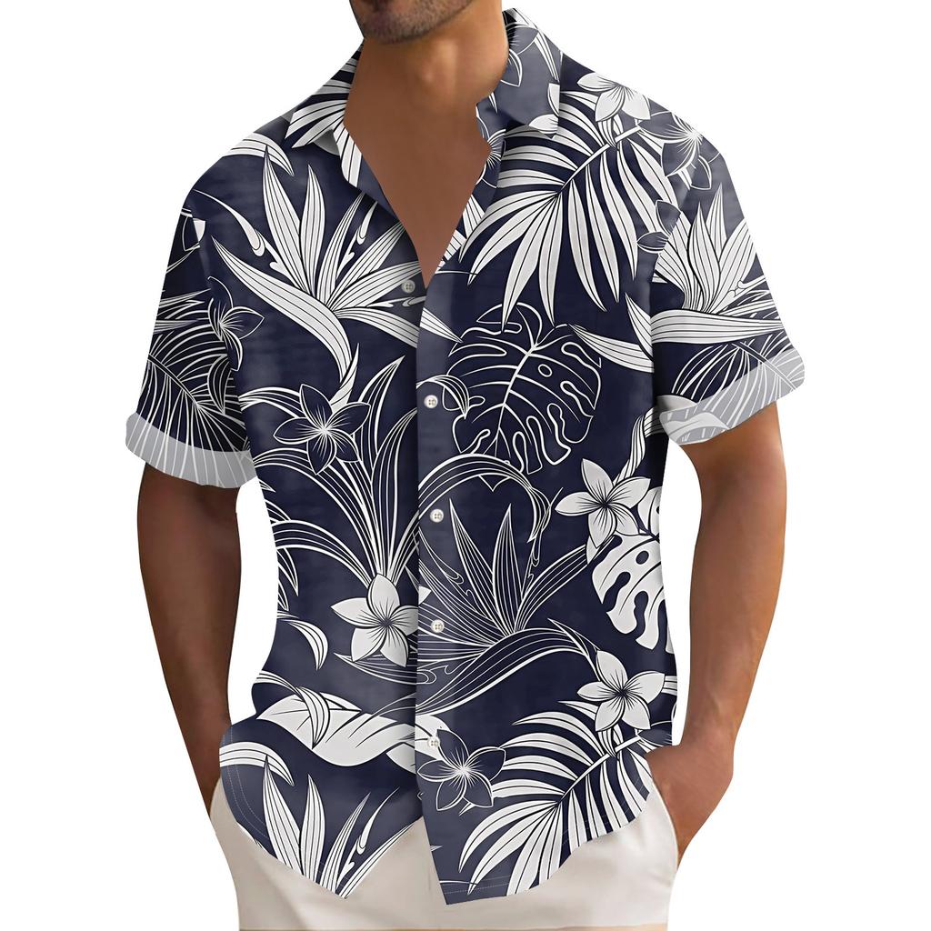 Гавайская рубашка для мужчин, мужские винтажные рубашки для боулинга на пуговицах, летняя пляжная рубашка с коротким рукавом