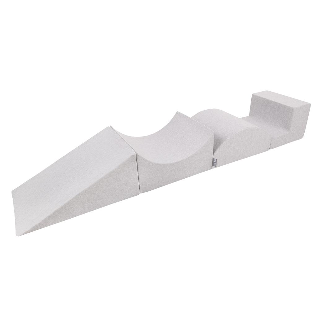 KiddyMoon Foam Playground for Kids with Square Ballpit (300 Balls Balls 7cm/2.75in), Lightgrey:white/grey/mint