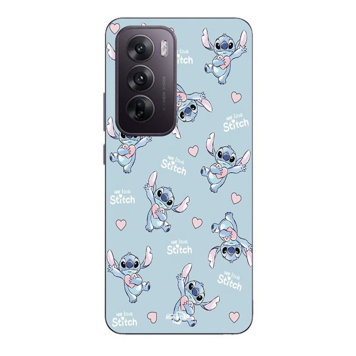 Coque de téléphone - MANIACASE - Oppo Reno 12 pro 5G - Silicone - Souple - Stitch love coeur rose