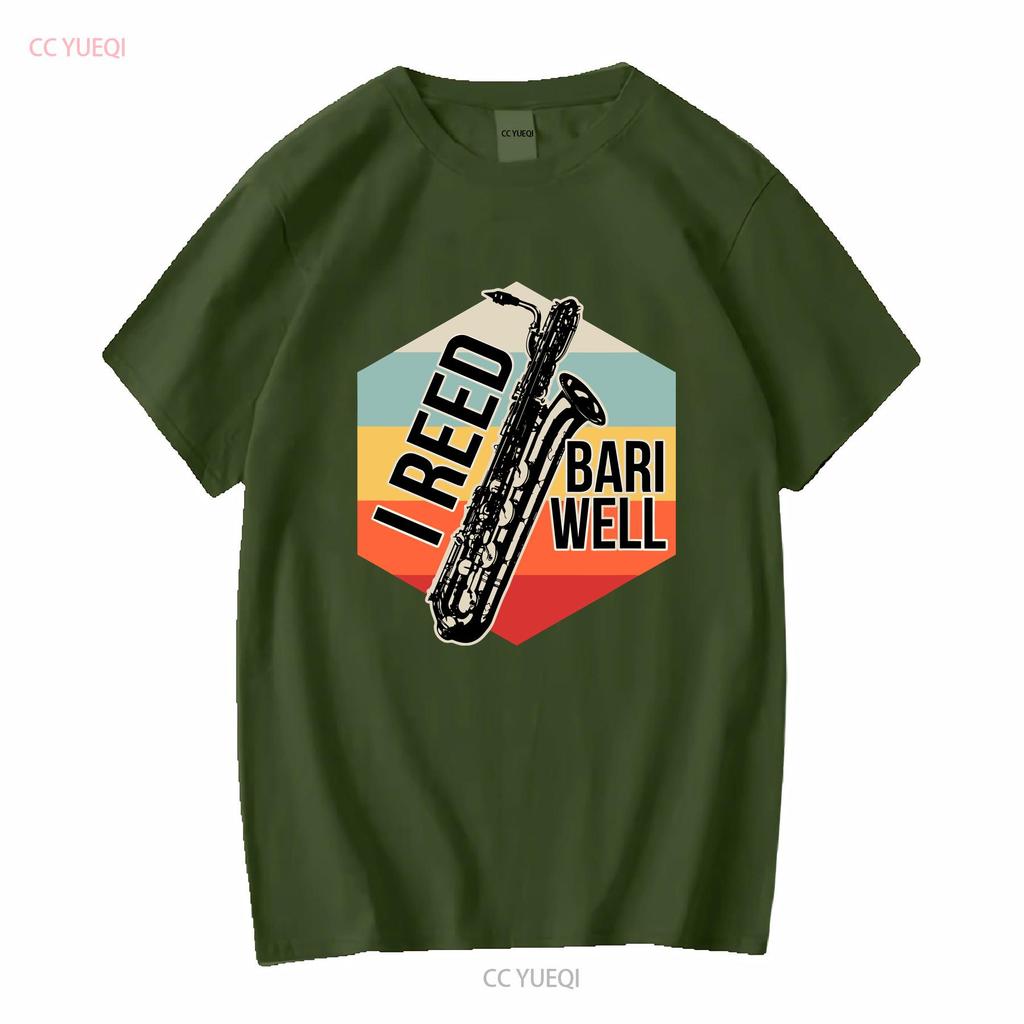 Т-shirt с принтом Саксофонист Саксофон Баритон Саксофон Музыкант винтажный Стирка Повседневный Унисекс Удобный Топ Для Повседневной Носки
