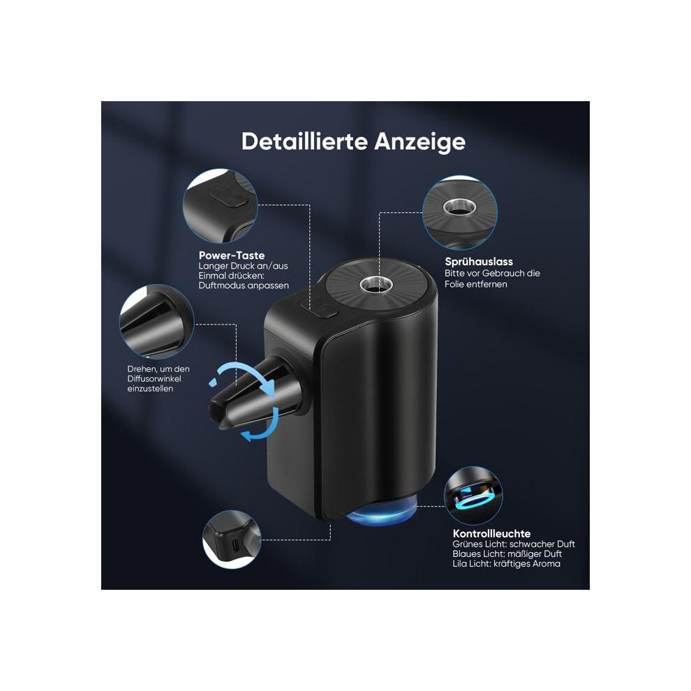 Désodorisant pour voiture 30 ml, diffuseur à ultrasons intelligent, 3 modes, marche et arrêt automatique, parfum durable et discret