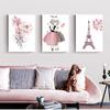 Принт настенные художественные фотографии, подарки, детская комната, домашний декор, акварель, розовый, Kawaii, постер для девочек, декор для детской, цветочный холст, картины