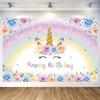 Unicorn Birthday Tapestry Unicorn Birthday Decoration Birthday Photo Poster Unicorn Birthday Photo Background Happy Birthday Party Tapestry Stylish