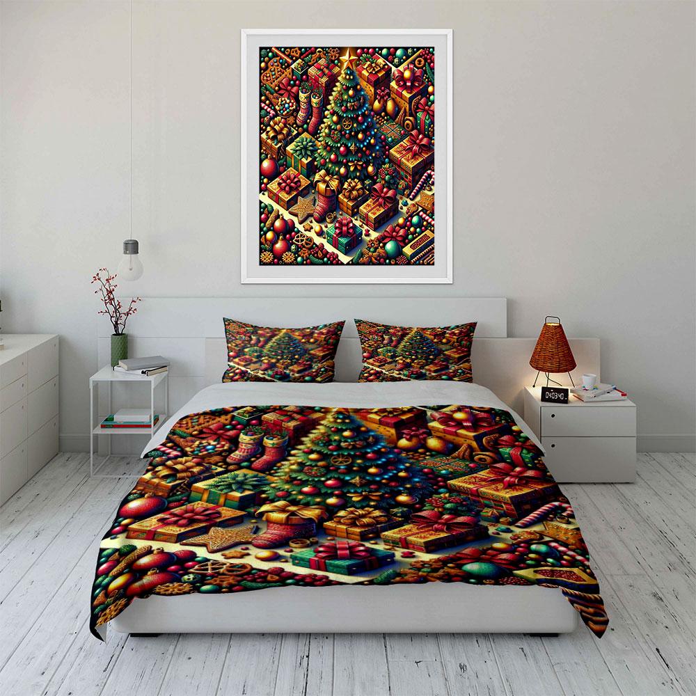 Christmas tree with presents. Bedding sets Duvet cover sets Duvet covers Pillowcases(1*Duvet Cover 2*Pillowcases without duvet insert)