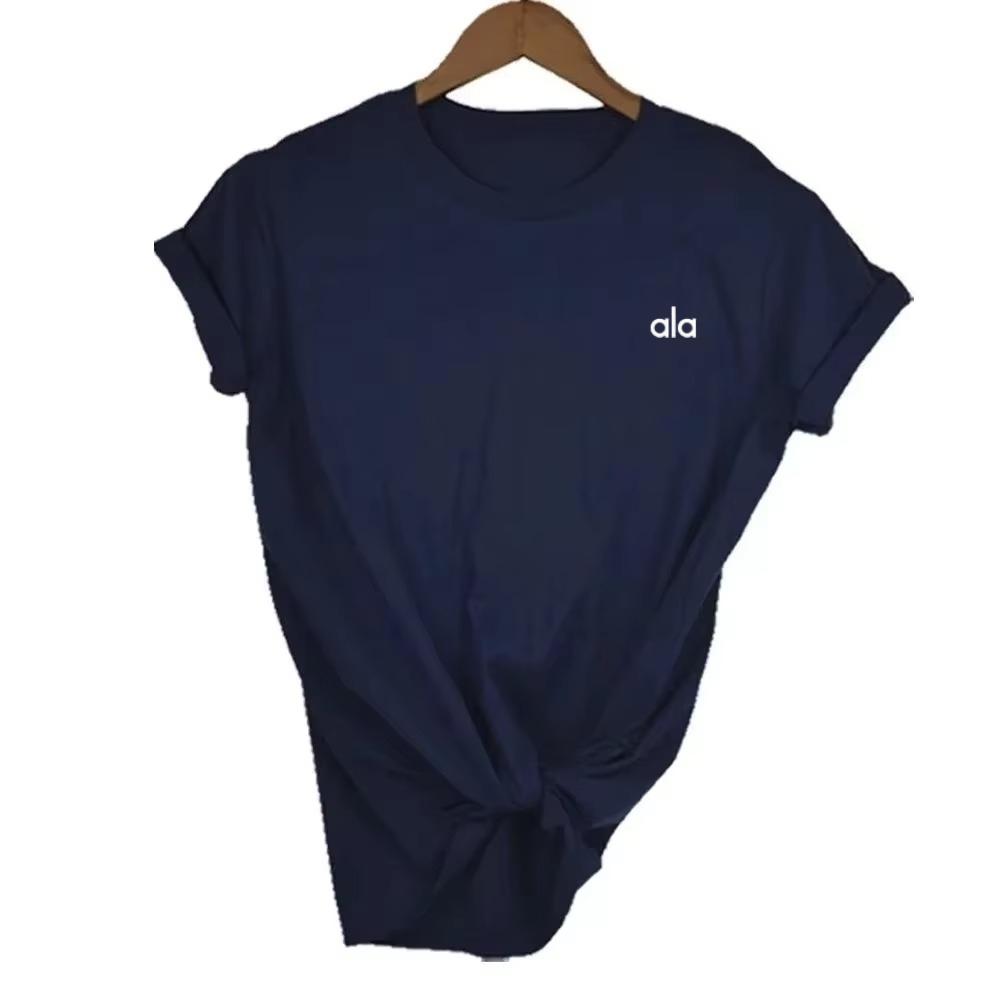 Американский Ала Спорт Йога Простой Летний Женская Мода Повседневная Одежда Для Поездок Универсальная Хлопковая Футболка с Коротким Рукавом Большого Размера