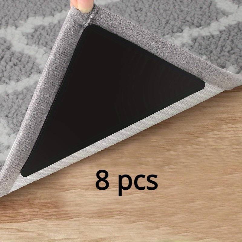1/4/8/16 шт. треугольный резиновый противоскользящий коврик из полиуретана для паркетных полов и плитки, многоразовая и моющаяся лента для ковров, сохраняющая углы плоскими (черный)