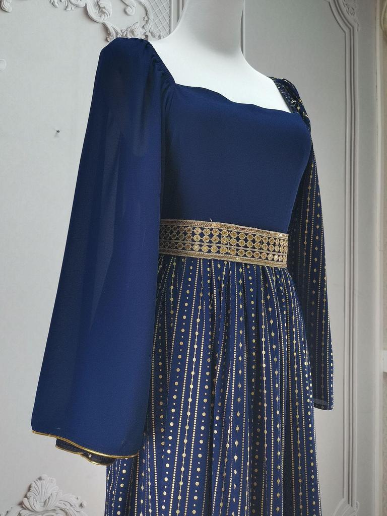 4067 Дубайская мода: Арабская роба нового стиля с европейским и американским тиснением фольгой и цветочным дизайном