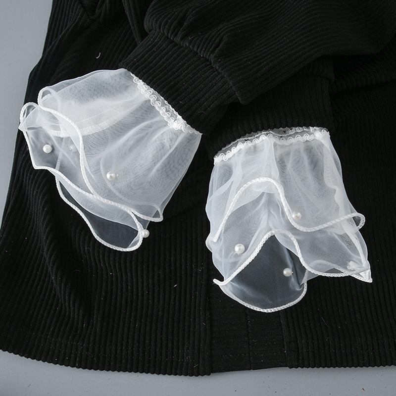 1 пара Тюлевые перчатки для фотосессии нейл-арта с плиссированными манжетами, реквизит для маникюра и фотографии, рукава для демонстрации типсов, модные аксессуары