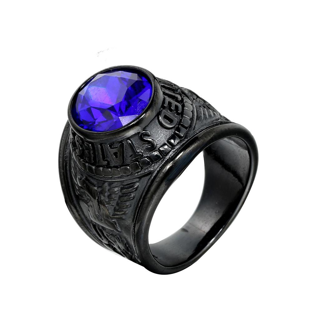 Военное кольцо из титановой стали для мужчин, модная инкрустация драгоценными камнями, стильные унисекс украшения, подарок