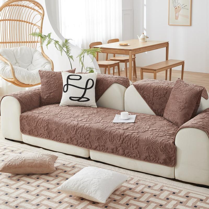 Simple Winter Sofa Cushion Winter Super Soft Short Plush Seat Cushion Cushion Cover Towel Sofa Cover Non-Slip Thickened