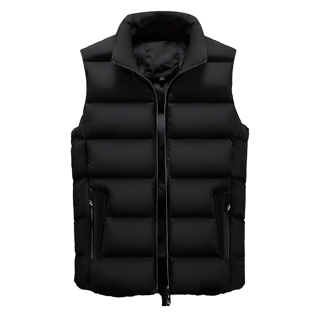 Men Winter Fashion Stand Collar Color Waistcoat Vest Jacket Top Coat