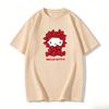 2026 новая футболка Hello Kitty из мягкого хлопка с коротким рукавом и круглым вырезом, милый принт, легкий летний топ для женщин, повседневная одежда