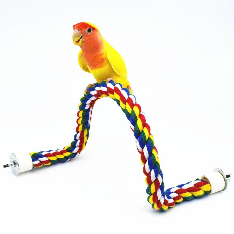 Pet Bird Standing Toys for Parrots Cockatiel Agapornis Parakeet Perch Bird Cages Accessories Bendable Swing Rope Perching Sticks