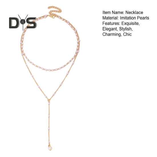 Золотое ожерелье из искусственного жемчуга для женщин, двухслойный чокер-цепочка из искусственного жемчуга, для подарков на день рождения, свадьбу, годовщину